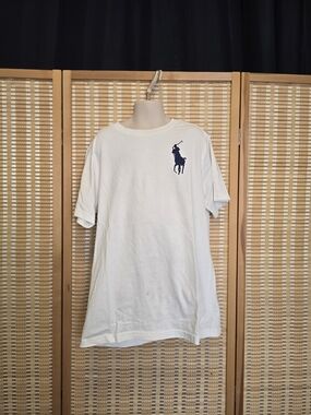 Polo by Ralph Lauren White Short-Sleeve Tee with Navy Polo Player Logo